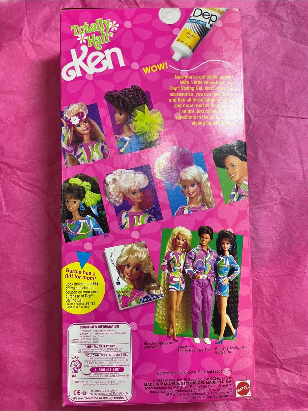 Vintage 1991 Totally Hair Ken Doll (#1115) by Mattel NRFB